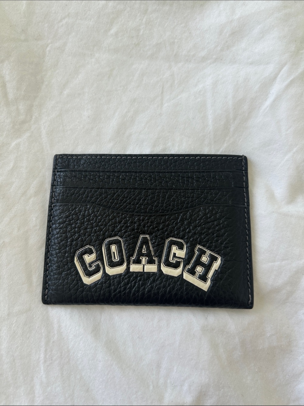 Coach Varsity Collection Black Leather Card Holder